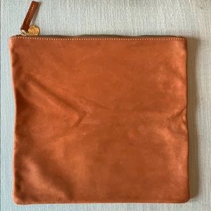 Clare Vivier camel Nubuck leather foldover clutch